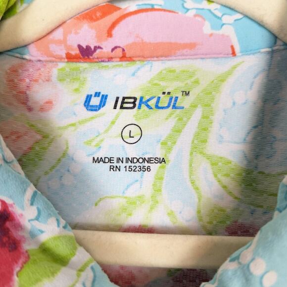 IBKÜL Aqua Blue & Pink Floral Print Quarter Zip Long Sleeve Sun Shirt - Picture 7 of 8
